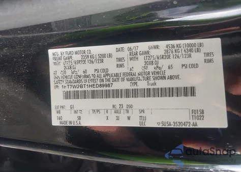 2017 Ford F250 Lariat z USA, uszkodzony, nr VIN 1FT7W2BT1HED89987